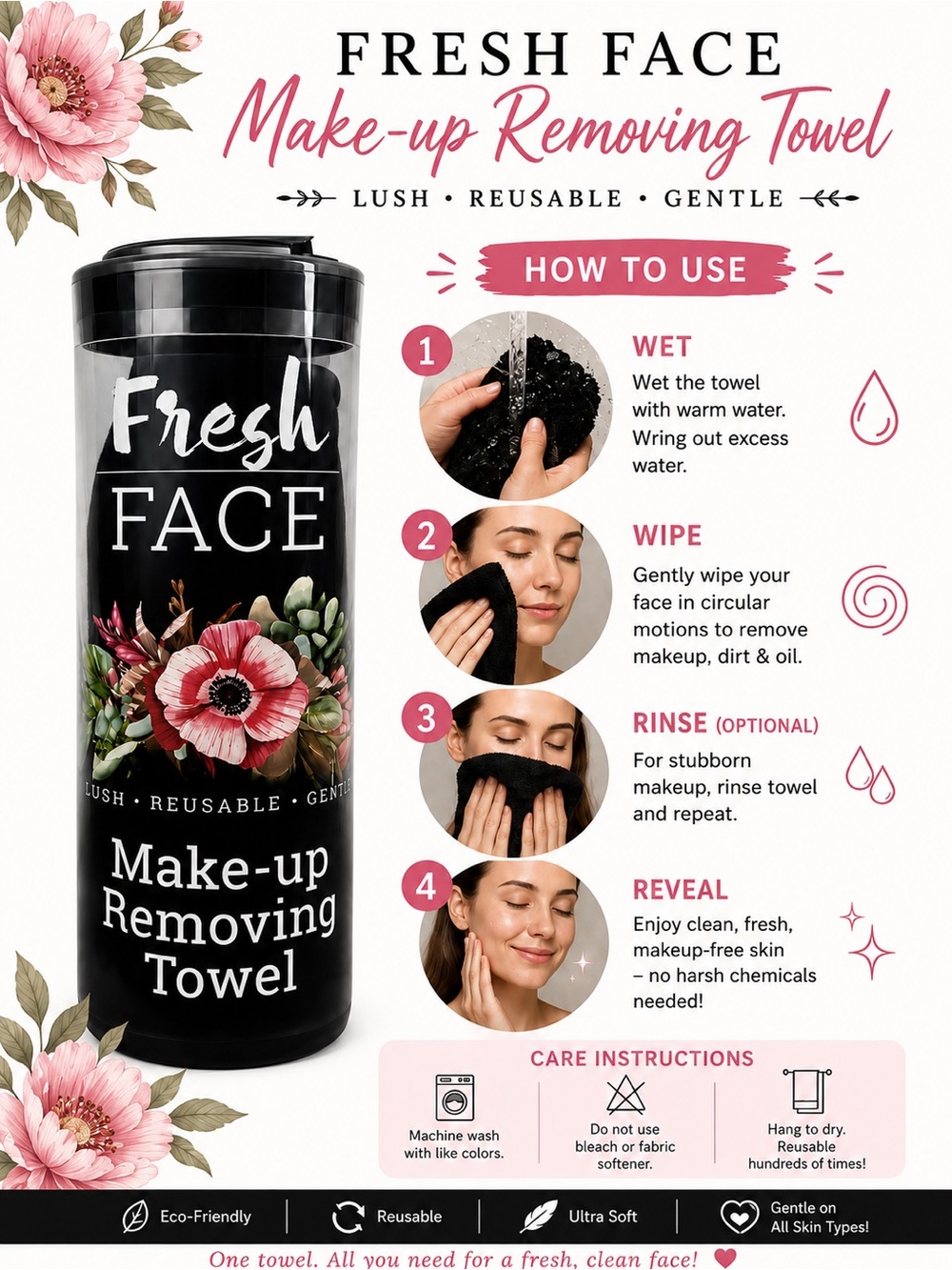 Fresh Face Reusable Makeup Removing Towel | Ultra Soft | New